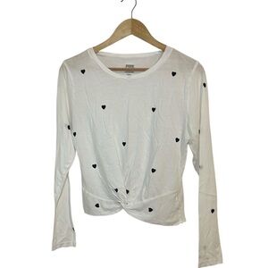Pink White black Hearts Top, Medium